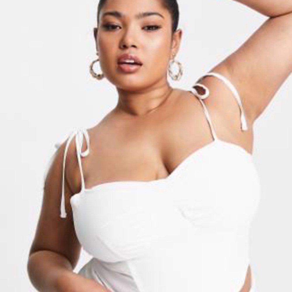 ASOS Jaded London White Ruched Crop Top Corset